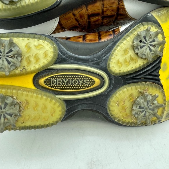 Footjoy DRYJOYS Men's 9 Croc Golf Cleats SoftSpikes 53570 White Leather OptiFlex - Picture 10 of 13